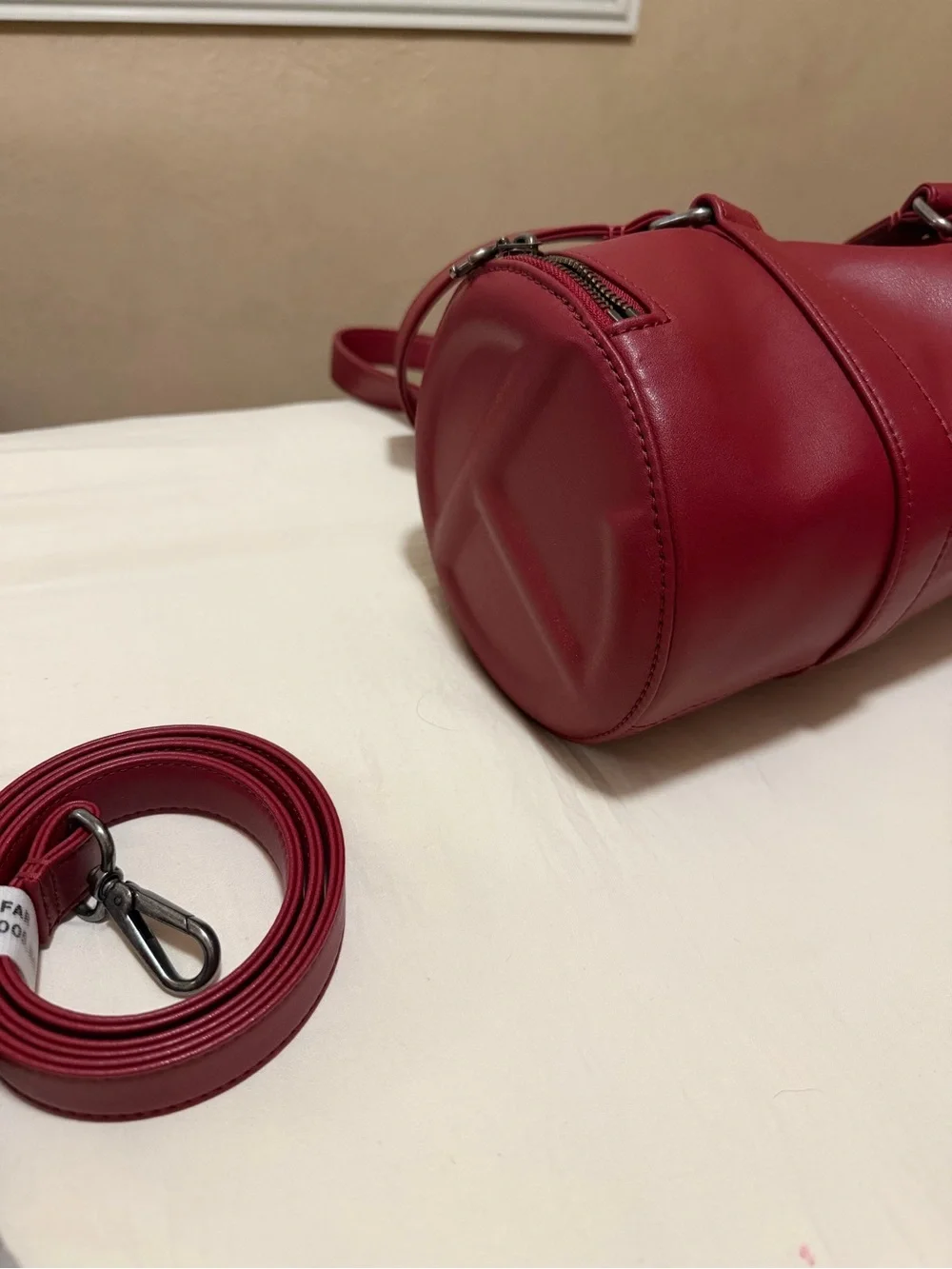 Telfar Cherry Red Barrel Crossbody Bag